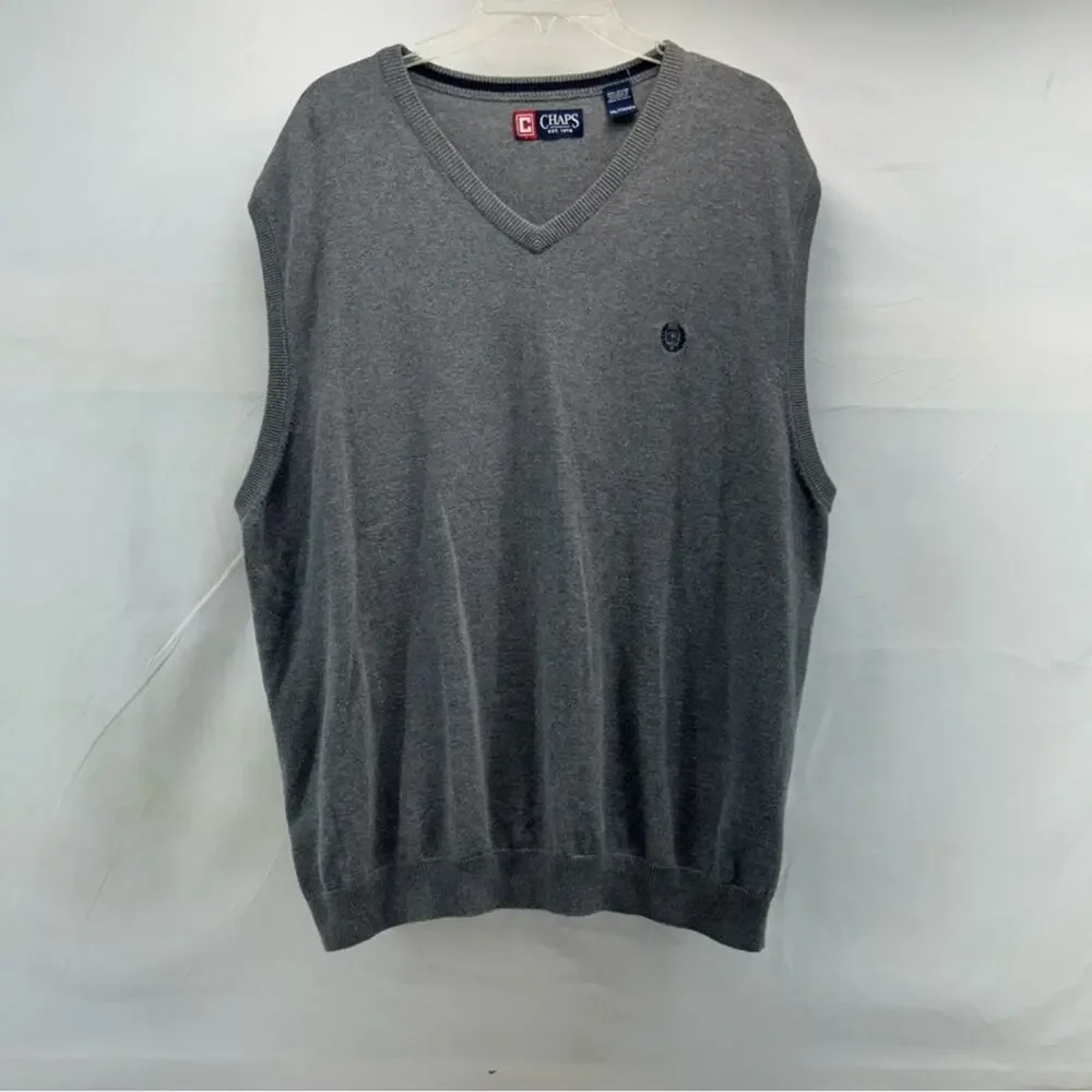 Chaps Gray V-Neck Men's XXL Sweater Vest